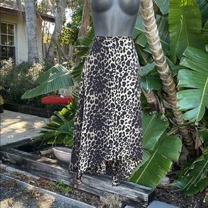 handkerchief, hem, leopard, print, pure silk skirt